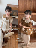 ست شومیز و شلوار کتان دخترانه وارداتی کد 26006 مدل Style Fashion